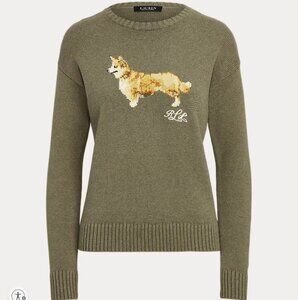 RL Intarsia-Knit Corgi Cotton Sweater